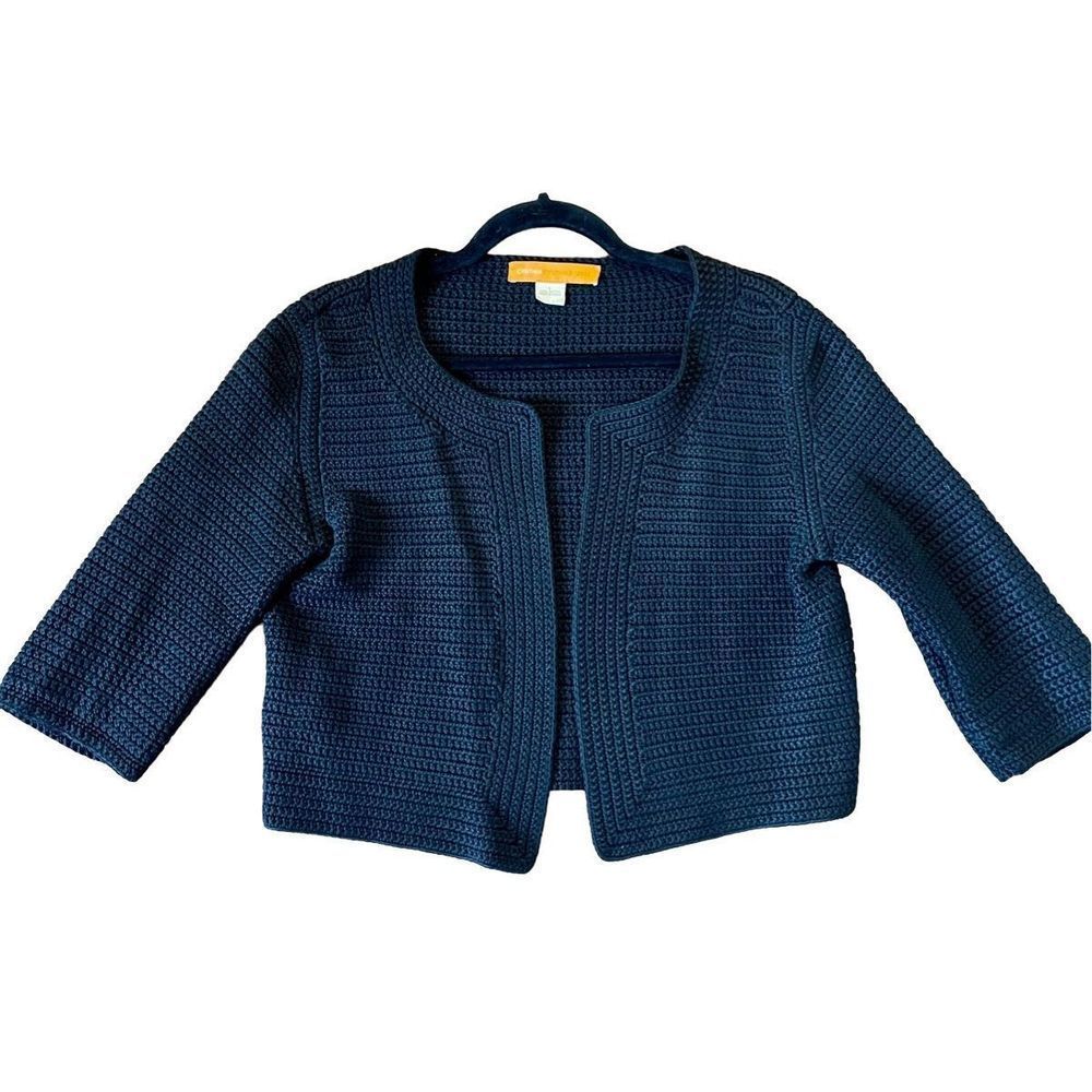 Cynthia Steffe Navy Cropped Open-Front Knit Cardigan